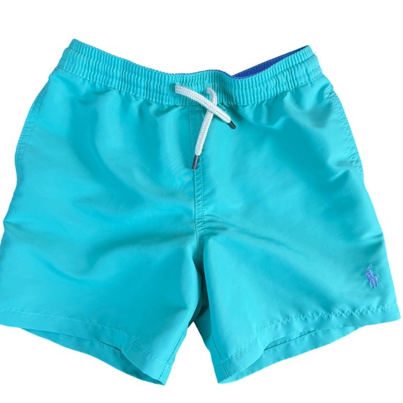 Polo Ralph Lauren Kids Boys Teal Swim Trunks Shorts Size 7 Embroidered Pony - Picture 1 of 7